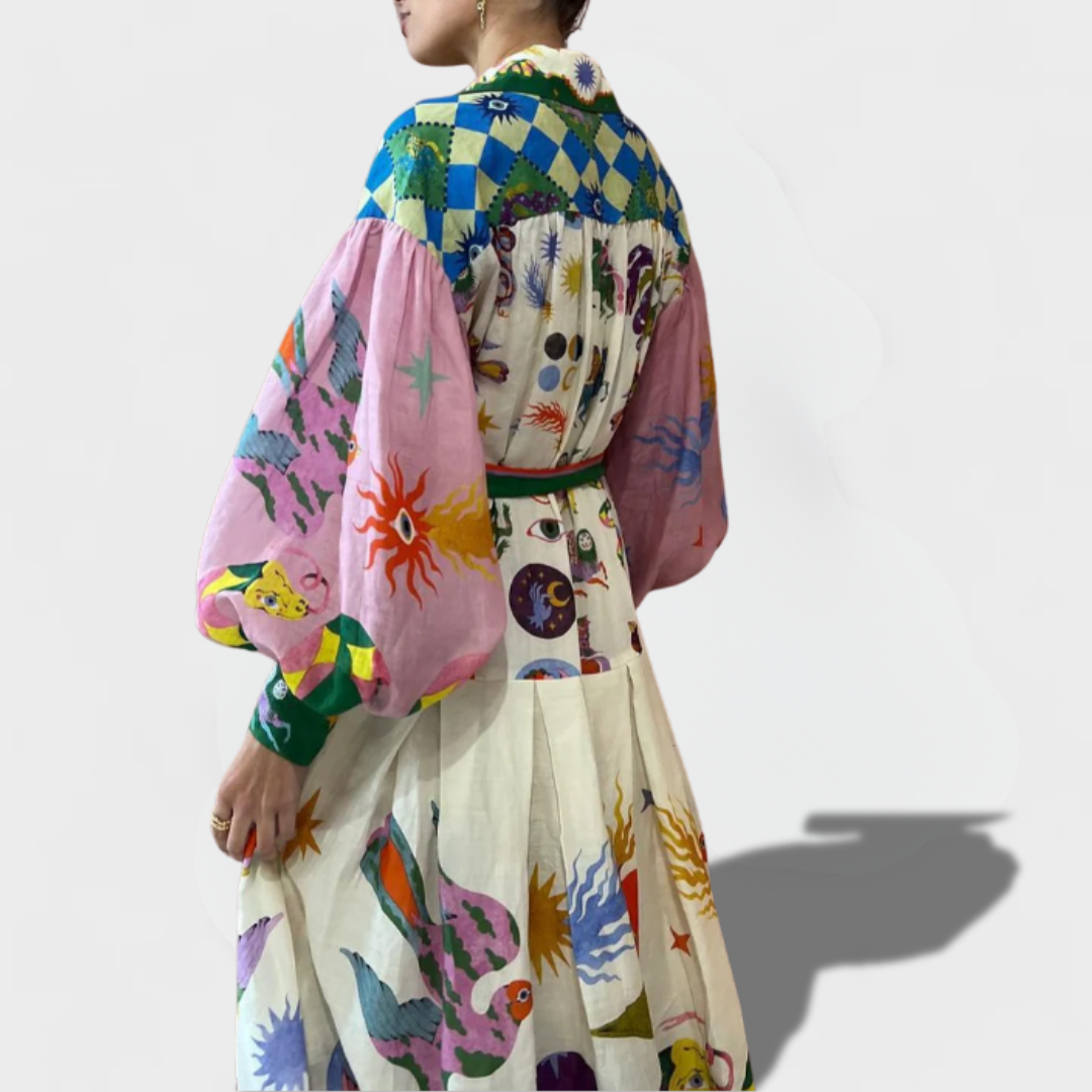 ASTRID | LANGE KLEID MIT MUSTER