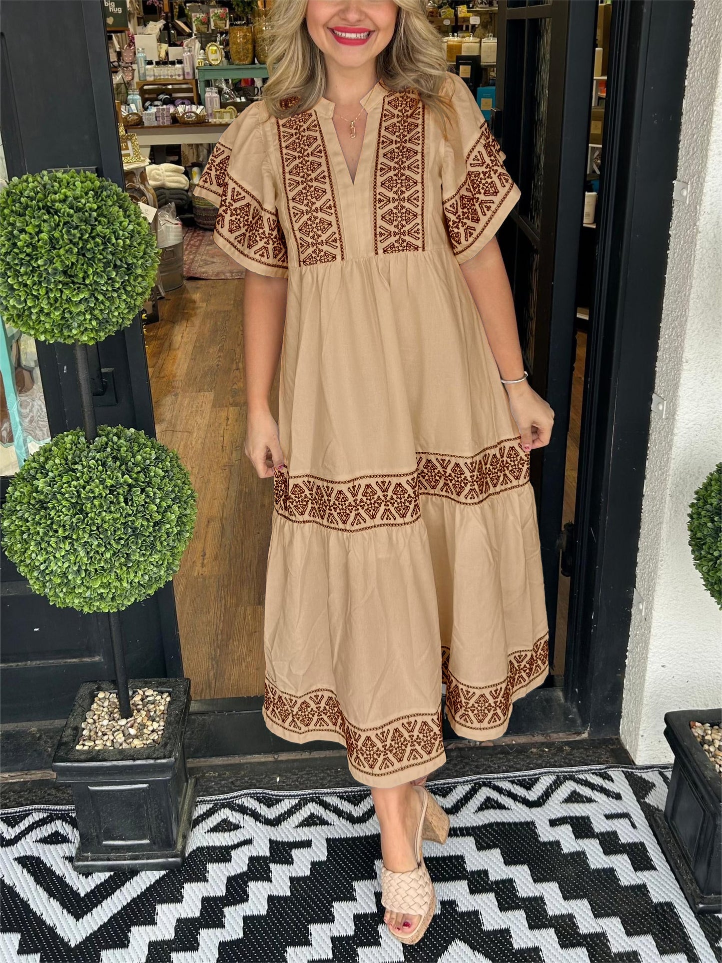 FLORA | BOHO MAXI KLEID MIT V-AUSSCHNITT
