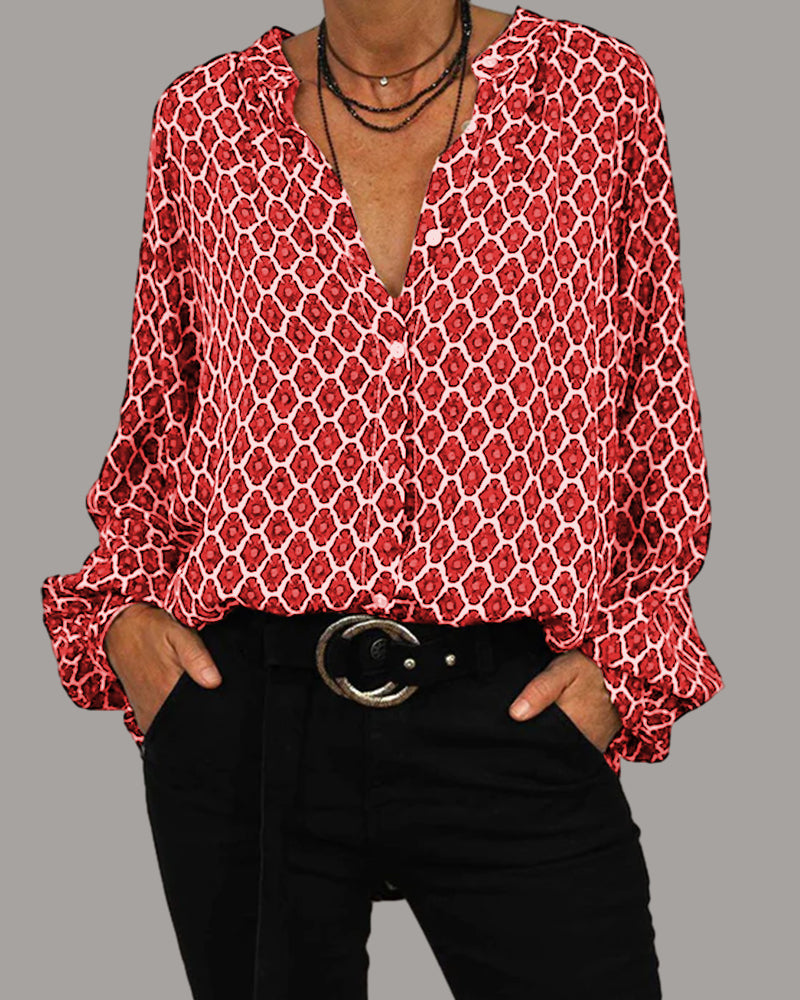 CHANTAL | LÄSSIGE BLUSE V-AUSSCHNITT
