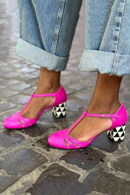 LISA | HOLLE HAKKEN MET T-BAND EN FUCHSIA PRINT