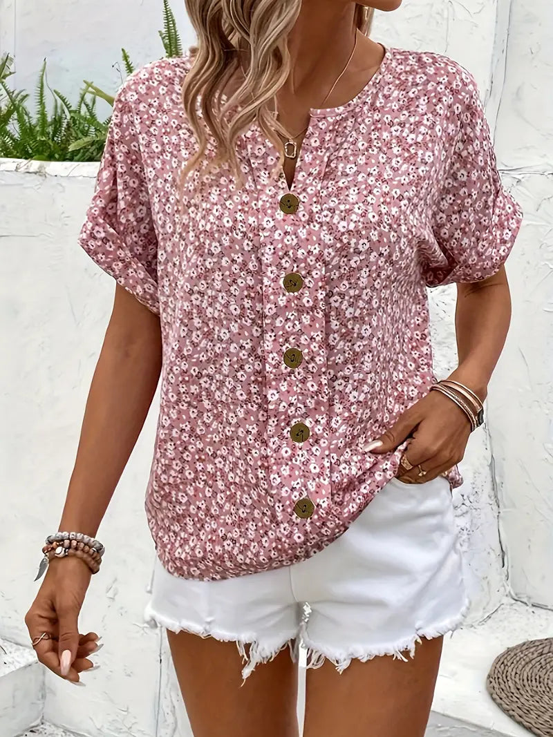 ELIA | ELEGANTE KNOPFBLUSE MIT BLUMEN