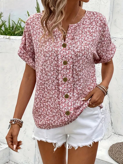 ELIA | ELEGANTE KNOPFBLUSE MIT BLUMEN