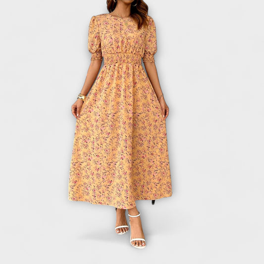 AMELIA | KLEID MIT RUNDEM AUSSCHNITT UND BLUMENMUSTER