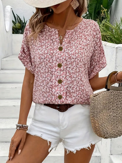 ELIA | ELEGANTE KNOPFBLUSE MIT BLUMEN