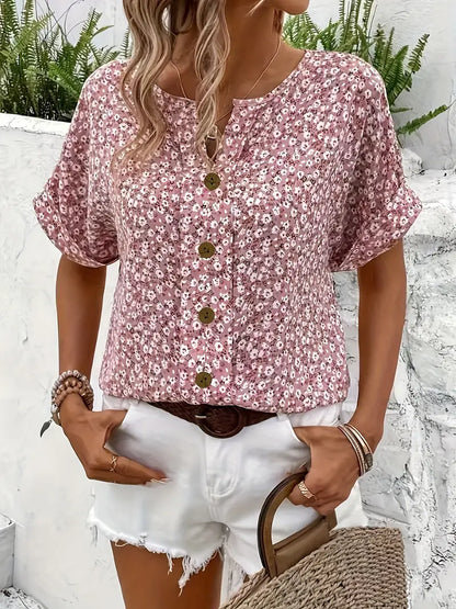 ELIA | ELEGANTE KNOPFBLUSE MIT BLUMEN