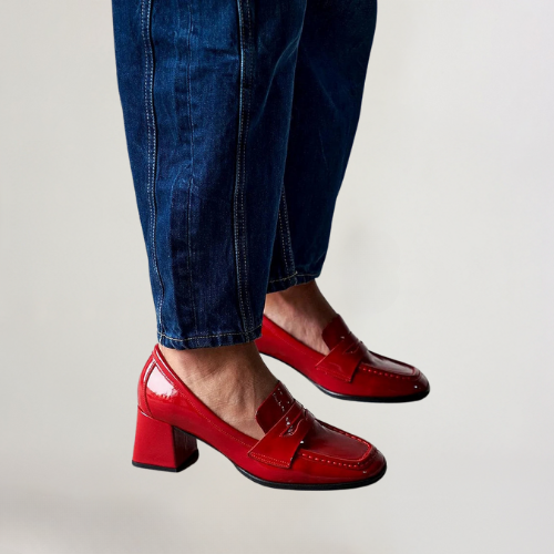 FLORENCE | PATCHWORK-HEELED-SCHUHE MIT QUADRATISCHER SPITZE