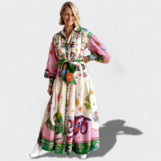 ASTRID | LANGE KLEID MIT MUSTER