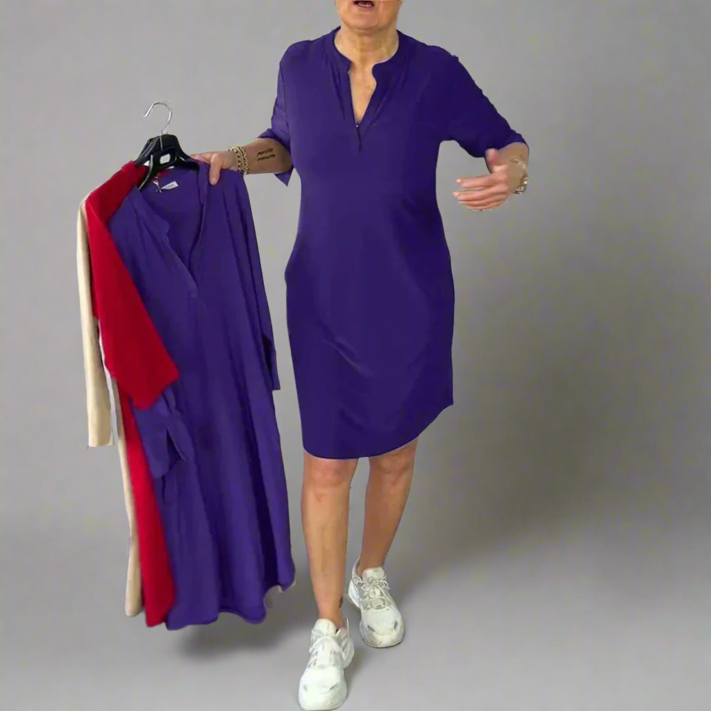 HANNEKE | EINFACHES V-AUSSCHNITT KLEID