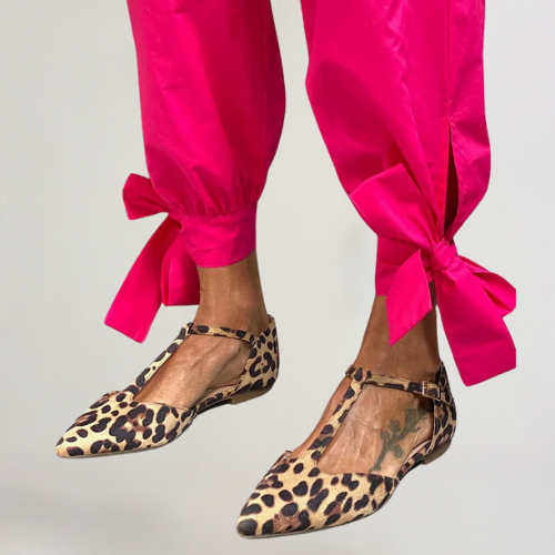 ROOS | LEOPARDENPRINT BALLERINAS MIT SPITZER NAHT UND KNÖCHELBAND