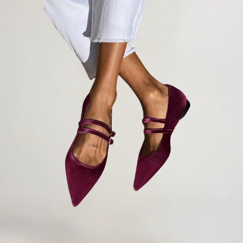 FLEUR | ELEGANTE BALLETTFLATS AUS SAMT MIT ZWEI RIEGELN