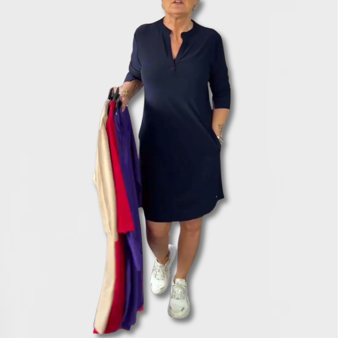 HANNEKE | EINFACHES V-AUSSCHNITT KLEID