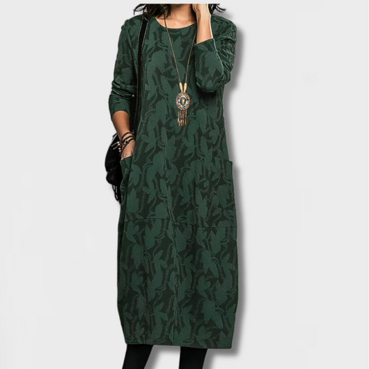 CASSIE | LÄSSIGES KLEID MIT RUNDHALSAUSSCHNITT