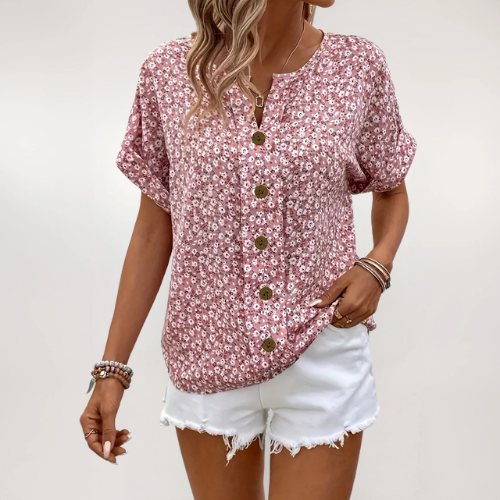 ELIA | ELEGANTE KNOPFBLUSE MIT BLUMEN