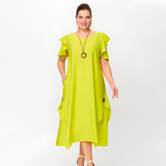 BELLA VIVA | MODISCHES KLEID MIT KURZEN ÄRMELN UND LOCKERER PASSFORM